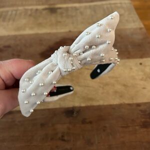 Lele Sadoughi Pearl-Embellished Dove Grey Headband